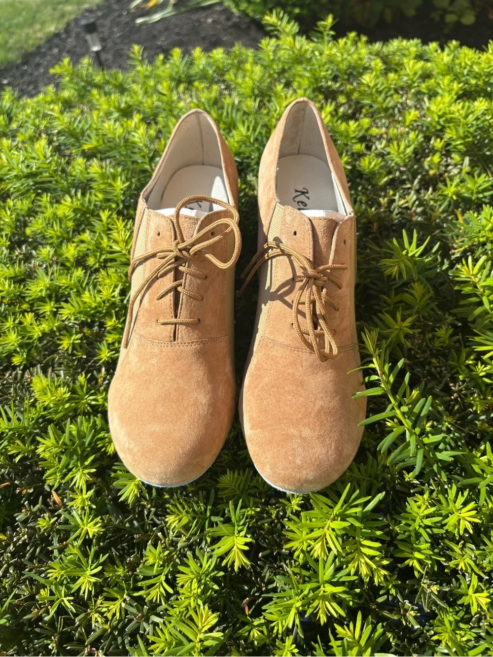 Ke Laci Tan Suede Ballroom Dance Shoes Women’s Size 8.5 Latin SalsaPractice NWOB